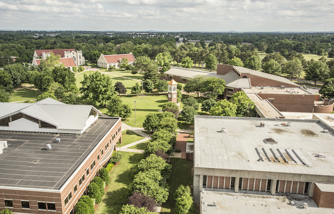 Aerial view of the JBU campus