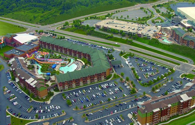 Aerial view of Sevierville Convention Center